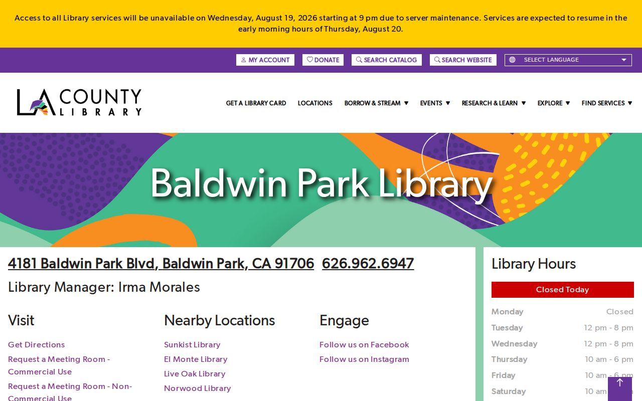 Baldwin Park city directory library branch local history access