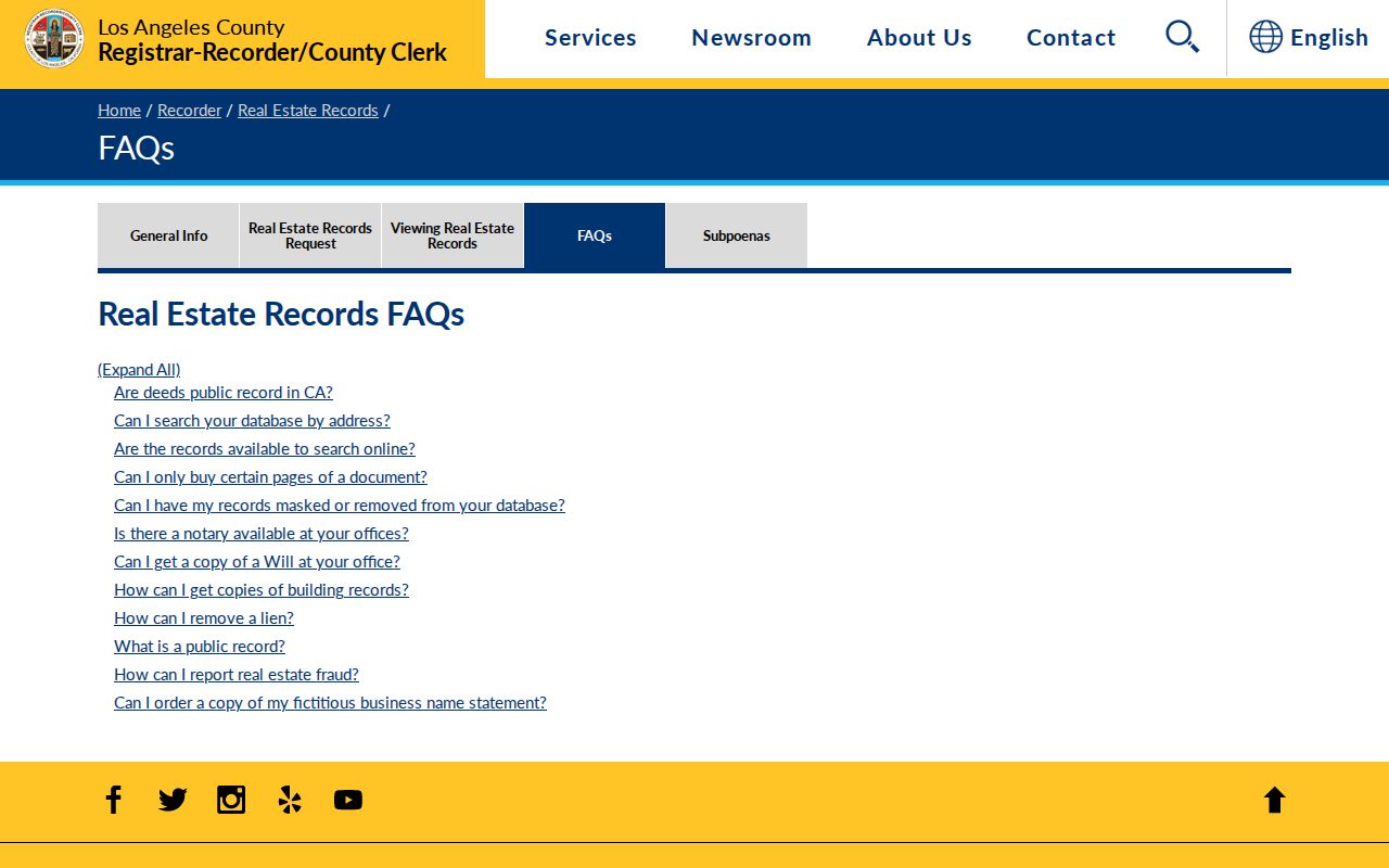 Baldwin Park street directory recorder property-record FAQ