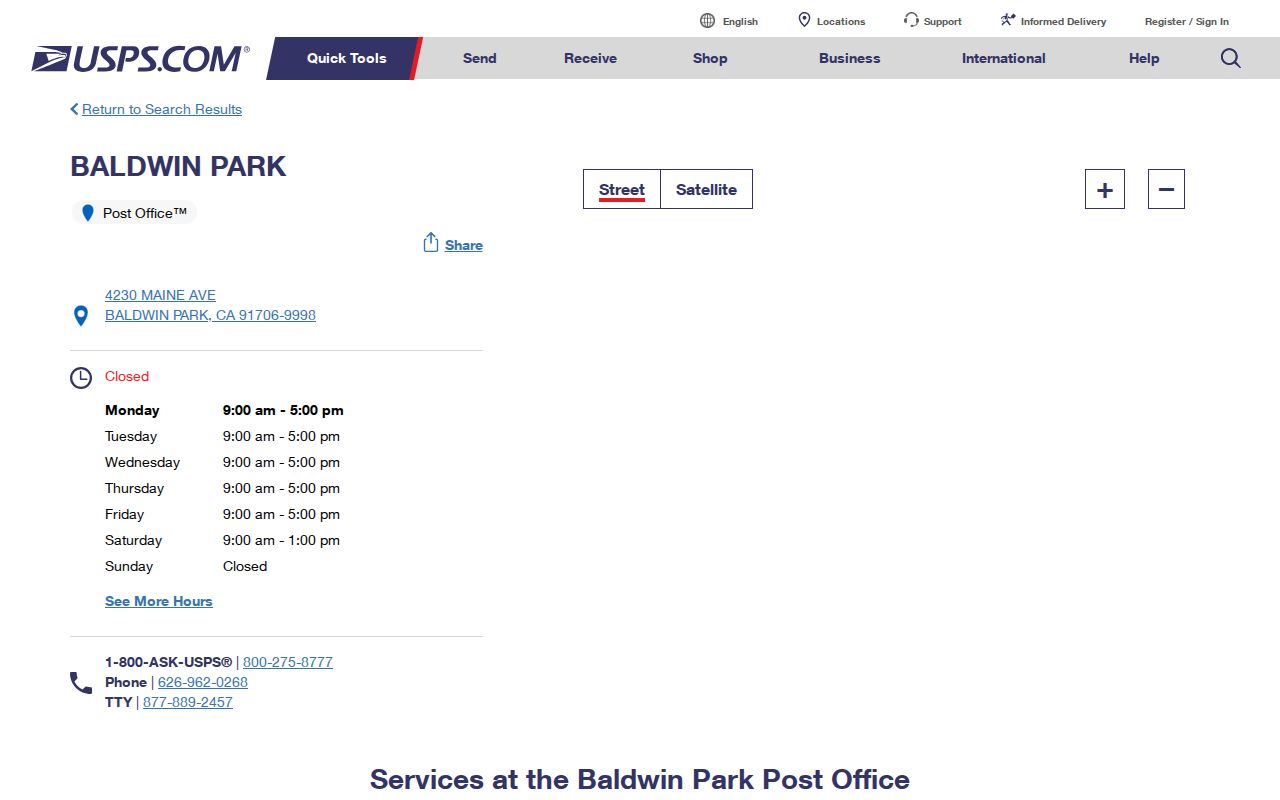 Baldwin Park ZIP code 91706 USPS post office